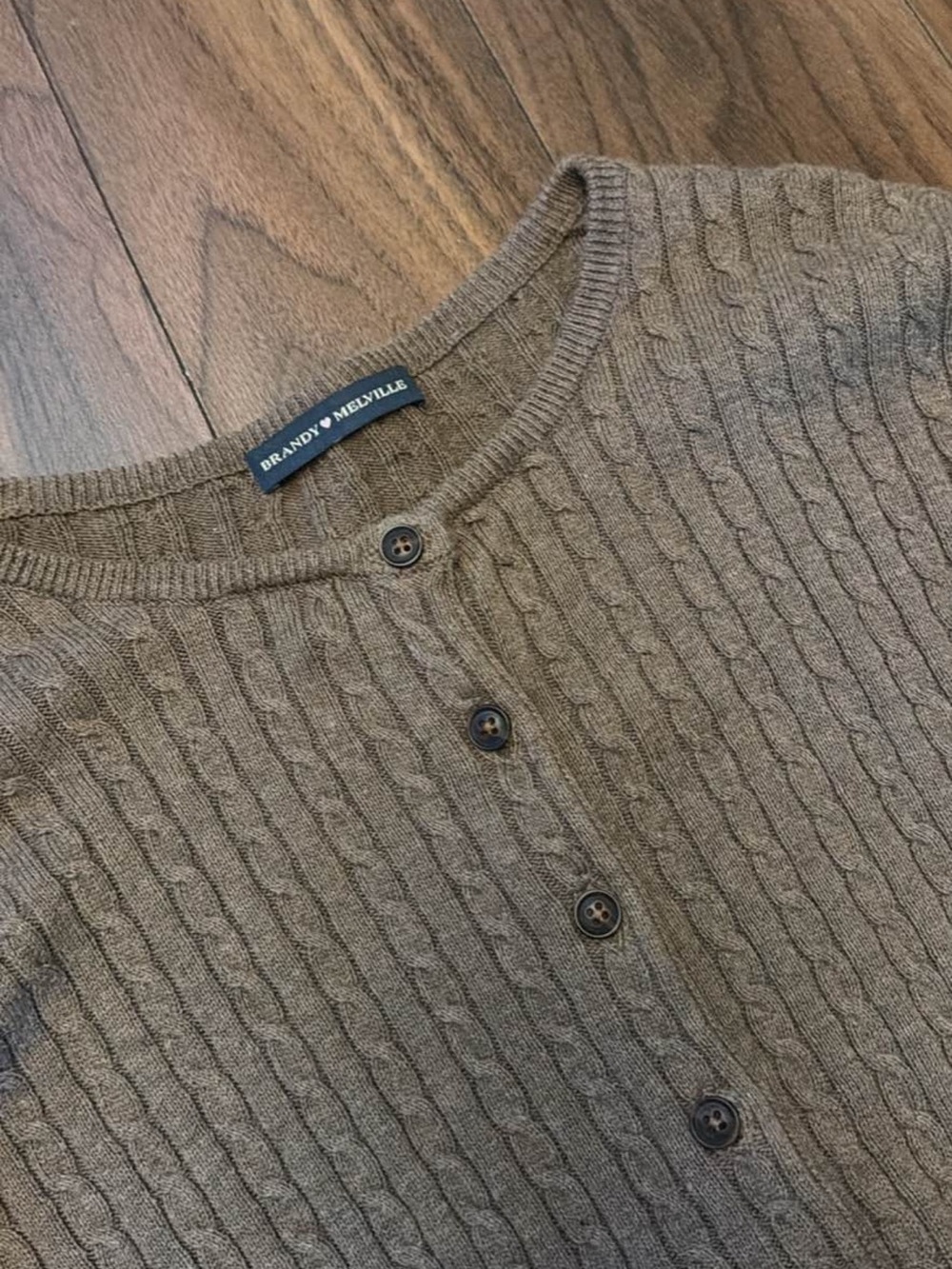Brandy Melville Brown Cable Knit Button Cardigan